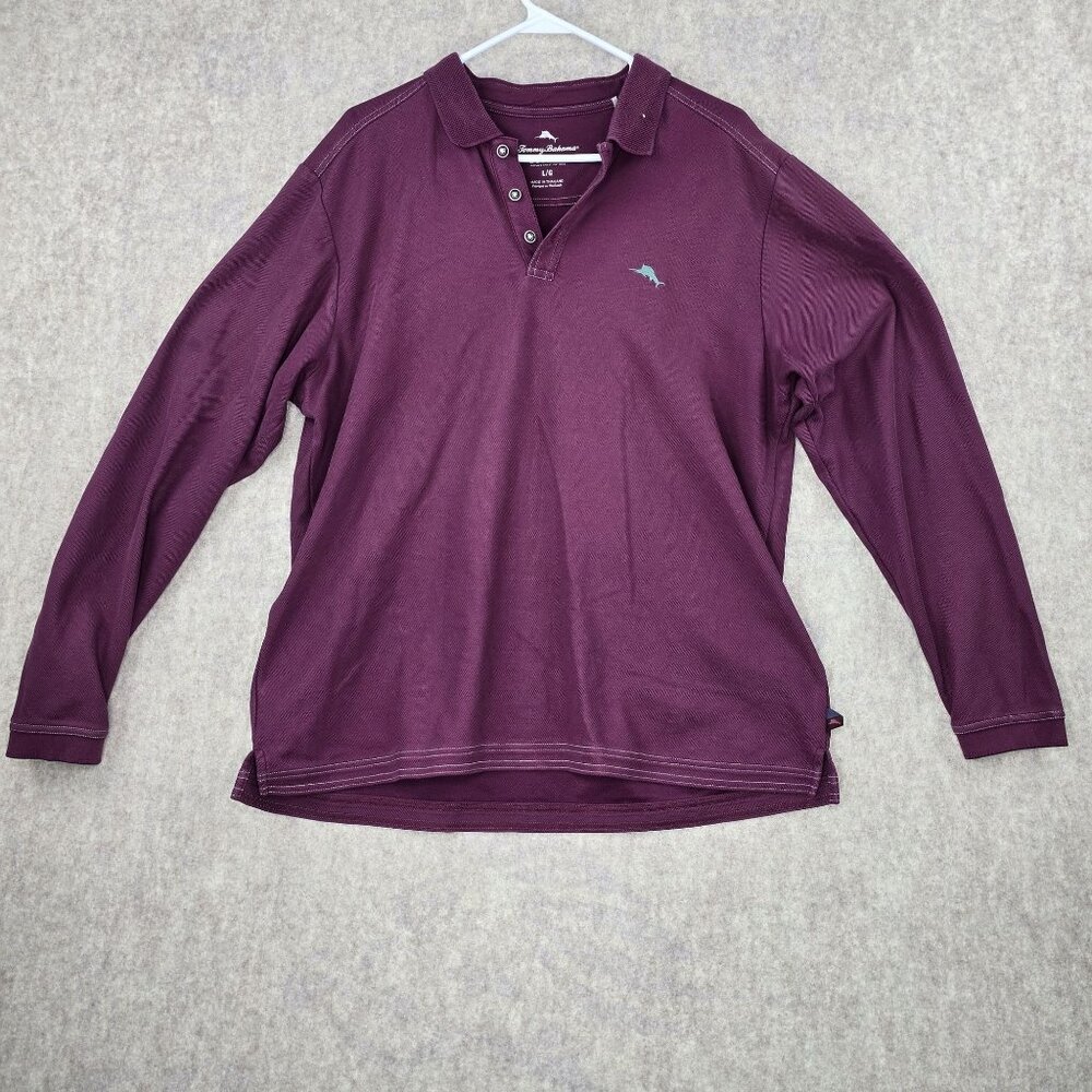 Tommy Bahama Mens L Plum Polo Shirt L Supima Cotton